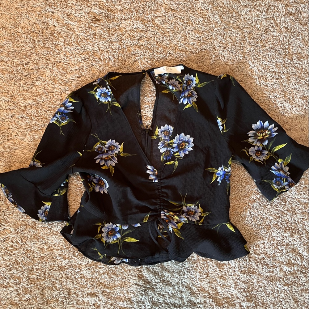 Floral black top